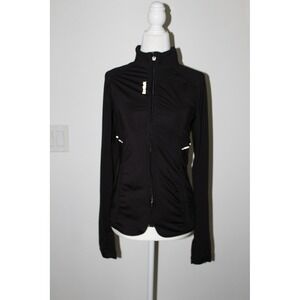 Reebok Women's Black Full Zip Mesh Panel Reflective Running Jacket Size S‎
